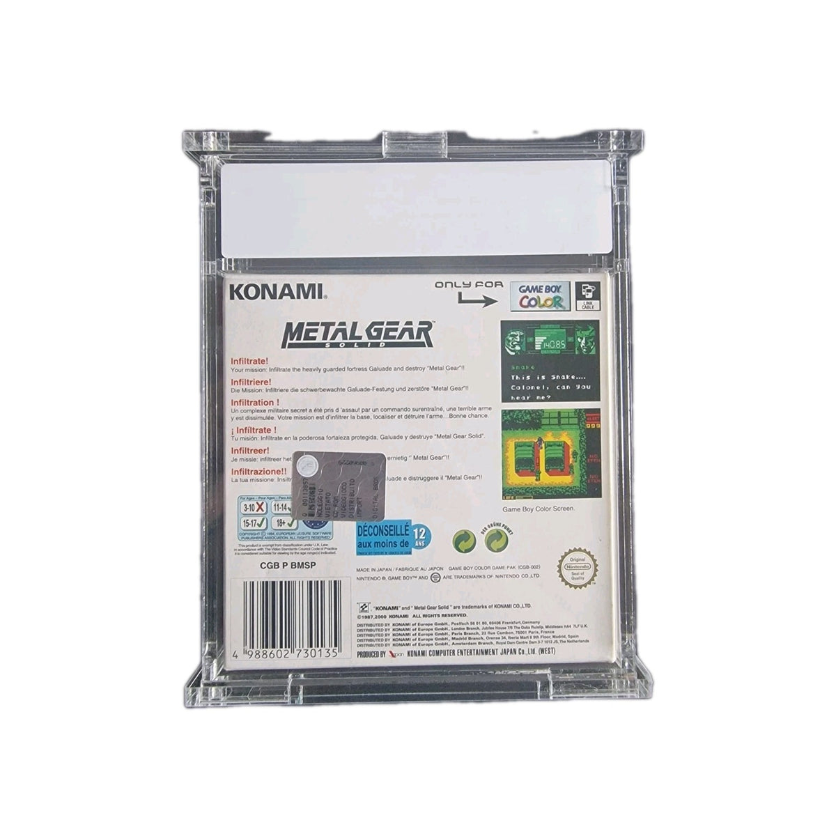 Metal Gear Solid Game Boy Color Sealed Brand New VGA/Graded 9 HALIFAX Konami