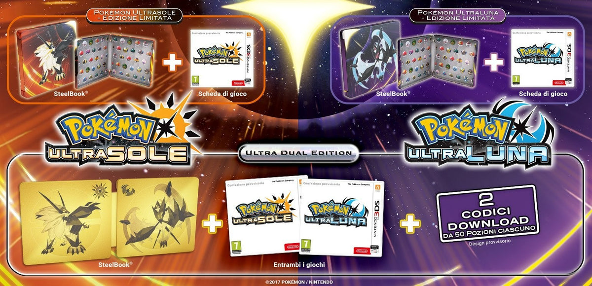 Pokémon Ultra Dual Edition Nintendo 3DS Ultra Sole + Ultra Luna Nuovi Sigillati