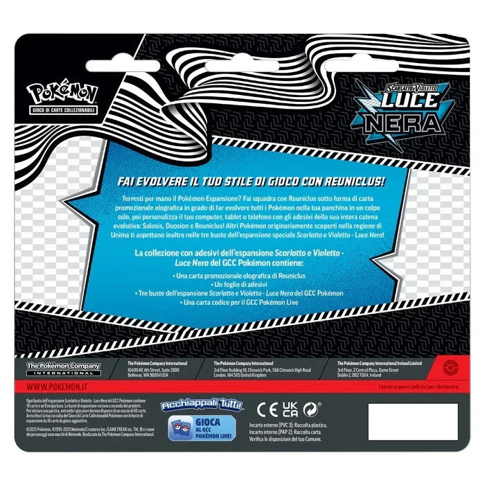Carte Pokemon set Luce Nera Blister 3 bustine con adesivo (ITA) - Reuniclus