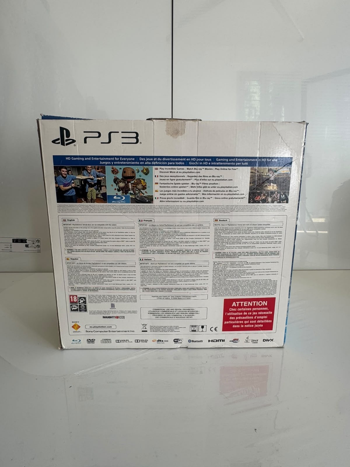 PlayStation 3 PS3 Boxed 500GB Super Slim Gran Turismo 6 + The Last Of US No Game