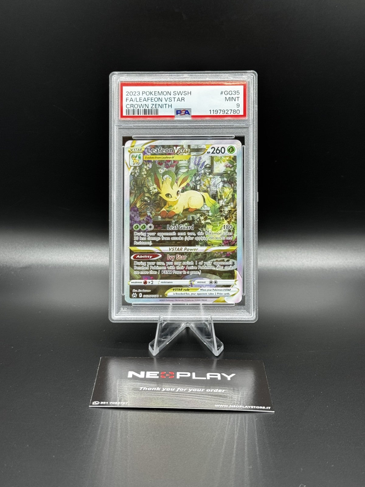 POKEMON - LEAFEON - CROWN ZENITH GG35/GG70 ALTERNATIVE ART - PSA 9