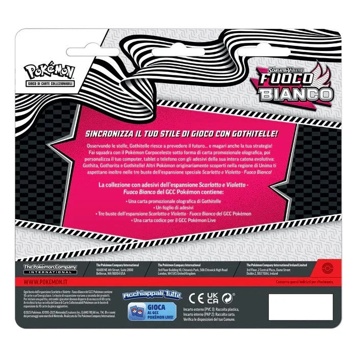 Carte Pokemon set Fuoco Bianco Blister 3 bustine con adesivo (ITA) - Gothitelle