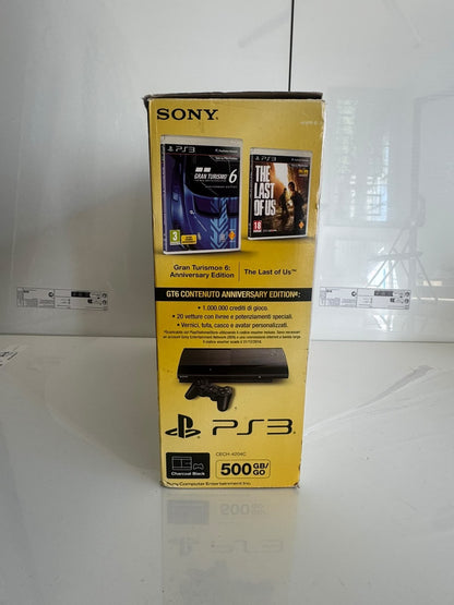 PlayStation 3 PS3 Boxed 500GB Super Slim Gran Turismo 6 + The Last Of US No Game