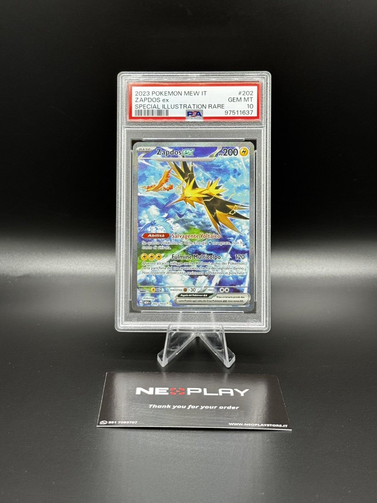 POKEMON ZAPDOS EX 151 ITA 202/165 ITALIANO SAR 2023 - Alternative Art - PSA 10