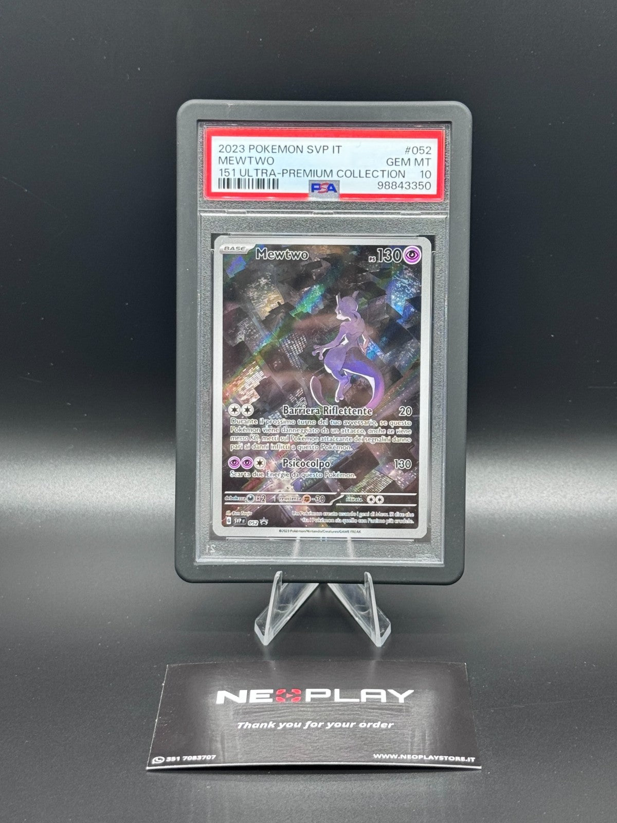 POKEMON - MEWTWO- 151 PREMIUM COLLECTION SVP 052 ALTERNATIVE ART - PSA 10