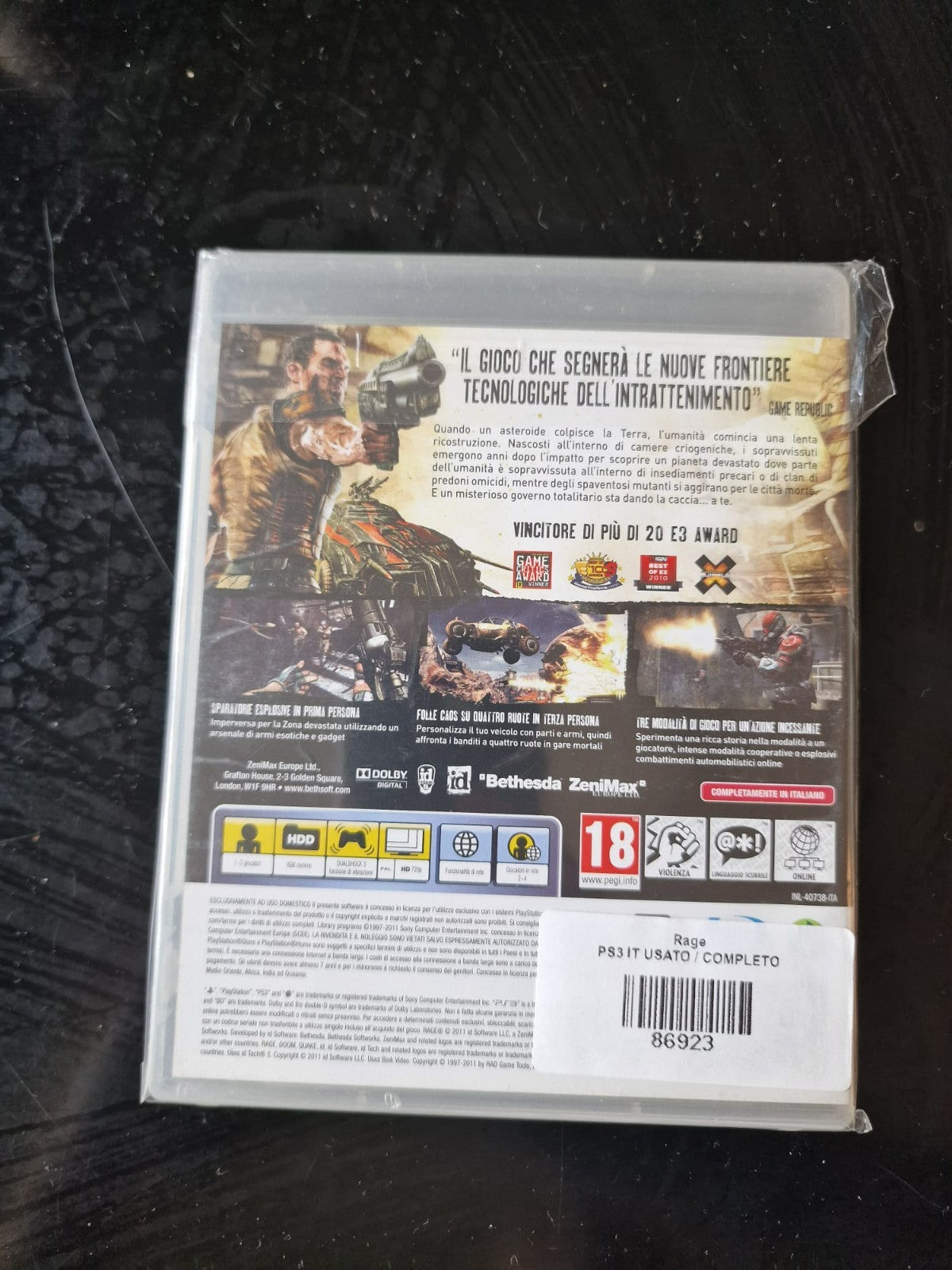 Rage PS3 Pal Ita Usato Completo