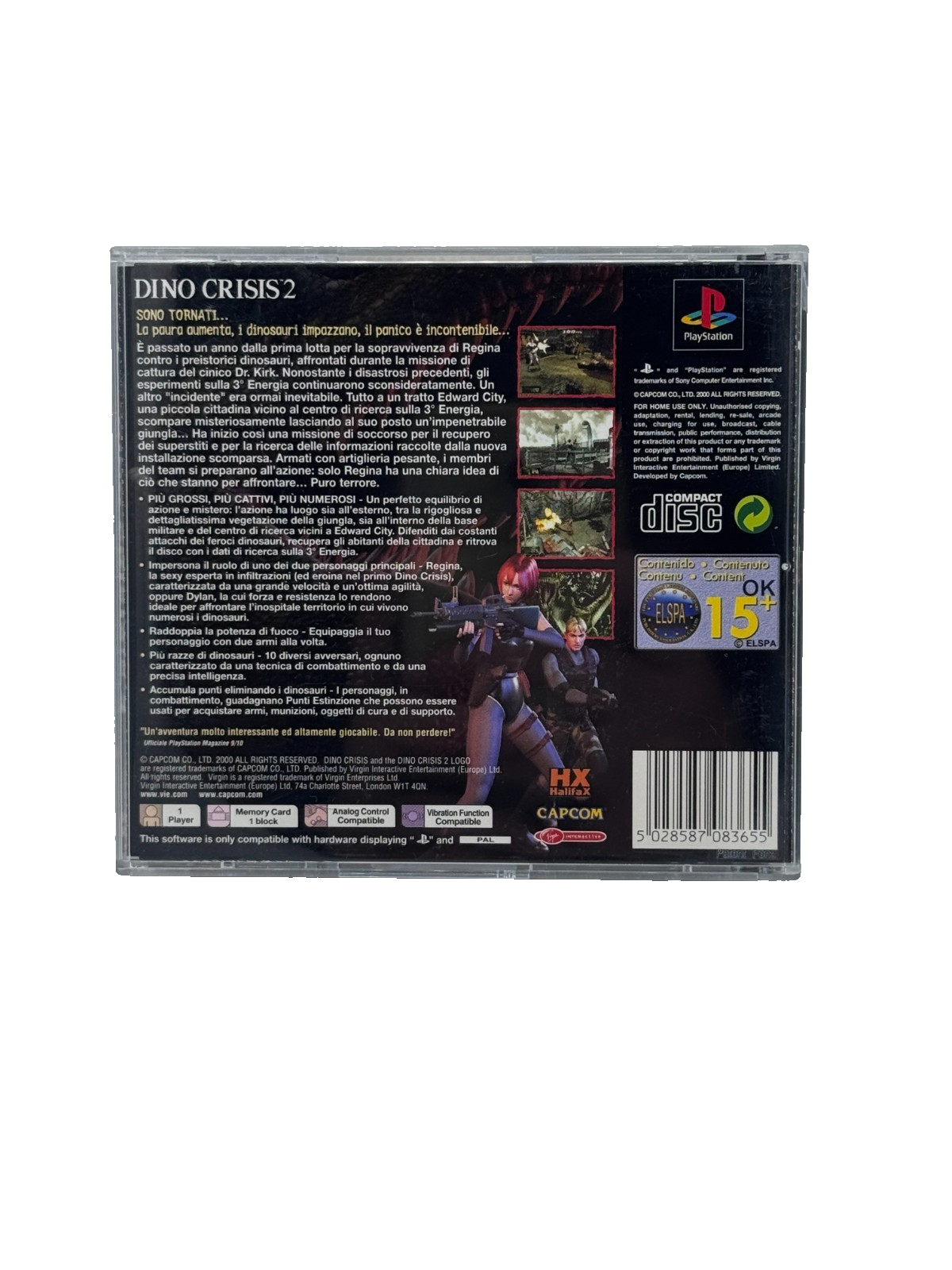 Dino Crisis 2 PlayStation PS1 PAL ITA Completo CIB Capcom Survival - Testato