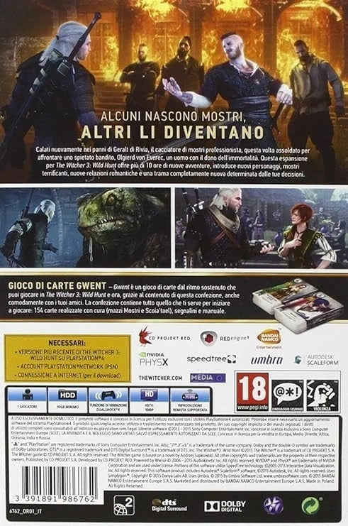 The Witcher III 3: Wild Hunt- Hearts Of Stone Limited Edition PS4 -Usato PAL ITA