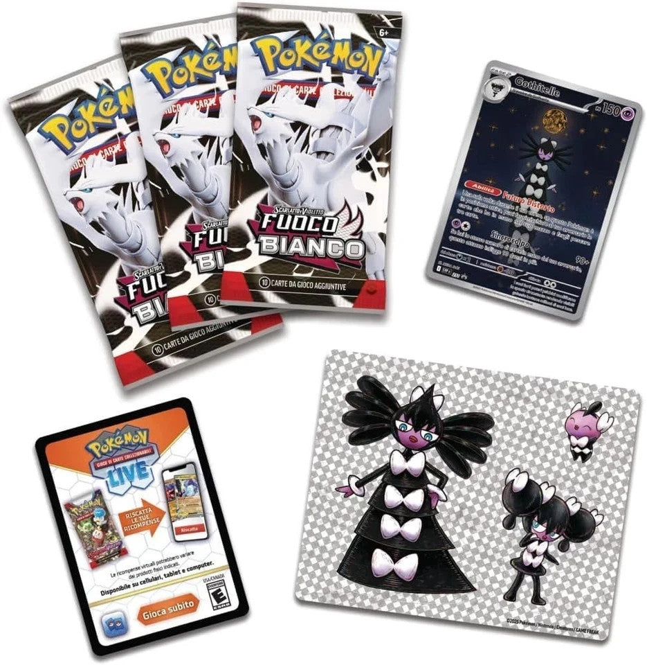 Carte Pokemon set Fuoco Bianco Blister 3 bustine con adesivo (ITA) - Gothitelle