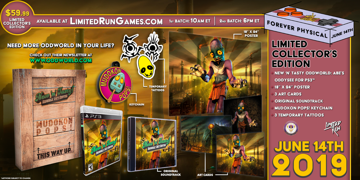 Oddworld New n Tasty Collector's Edition PS3 Limited Run #270 Nuovo Sigillato