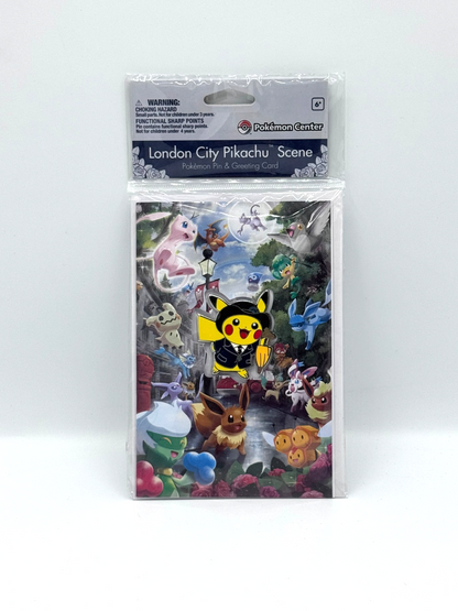 Pokemon Center London 2019 Exclusive London Pikachu Scene Pin and Greeting Card