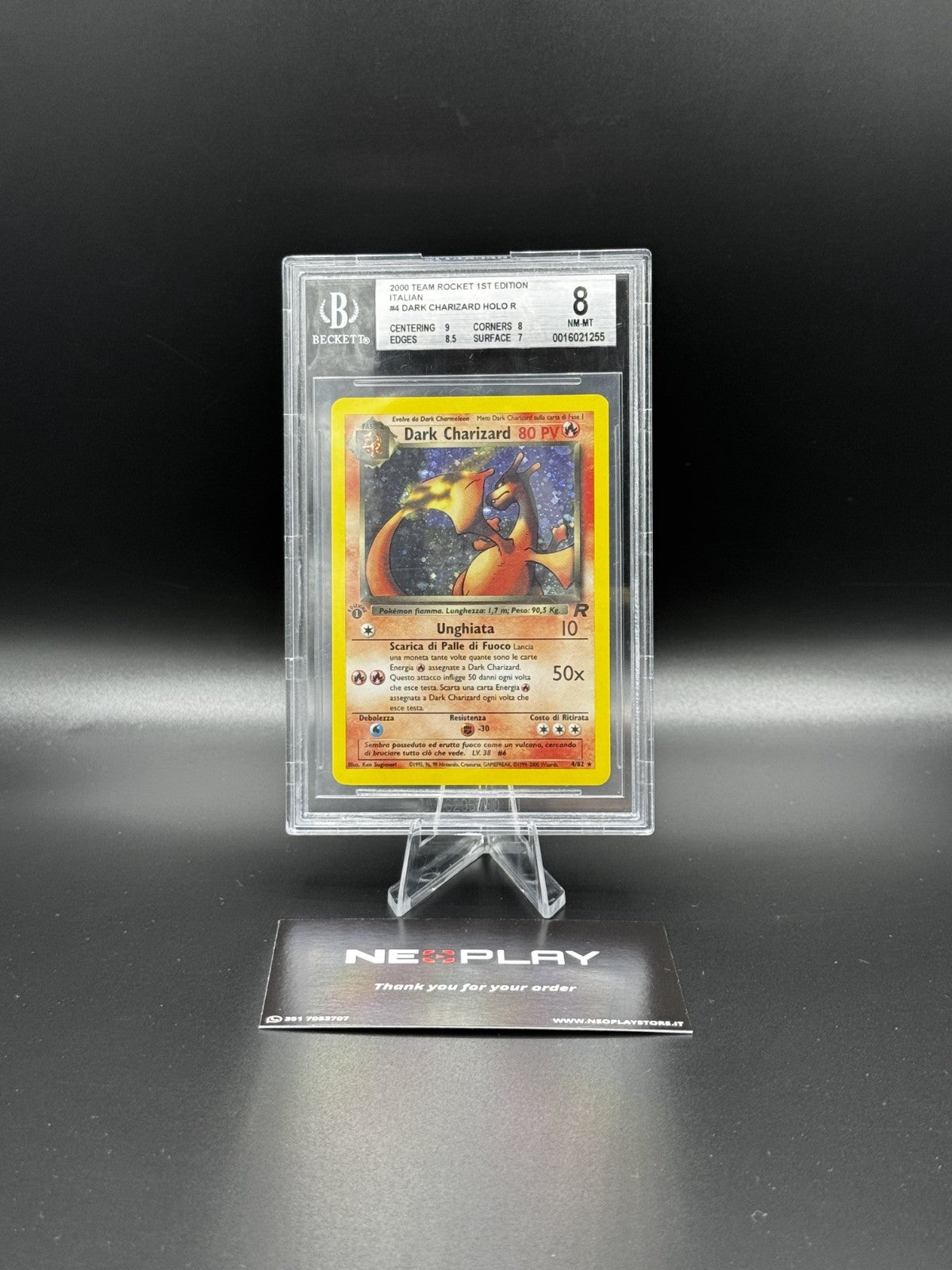 Pokèmon Dark Charizard 4/82 Holo ITA - Prima 1 Edizione Team Rocket - BGS 8