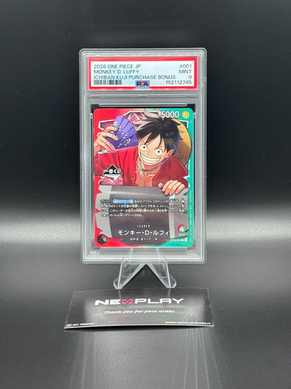 One Piece card game- Monkey D. Luffy OP13-001 Ichiban Kuji JAP Giapponese -PSA 9