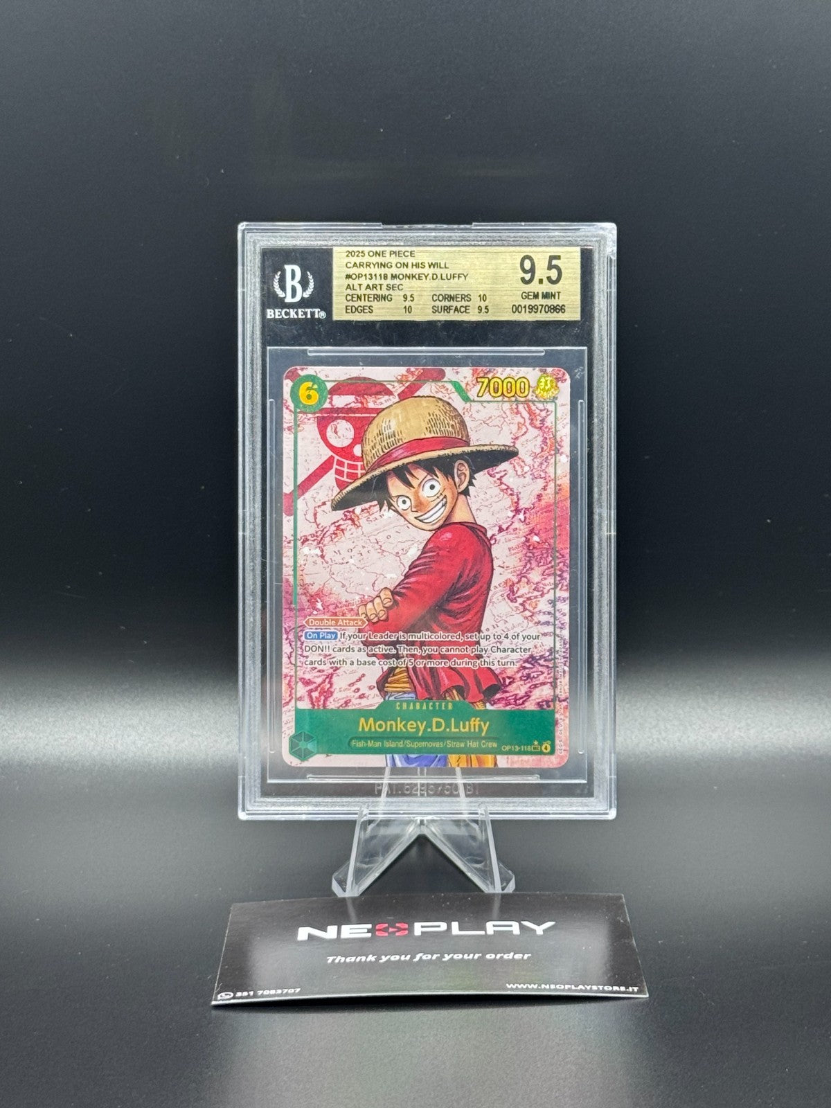 One Piece - Monkey D Luffy OP13-118 GEM MINT Alt Art SEC One Piece EN - BGS 9.5